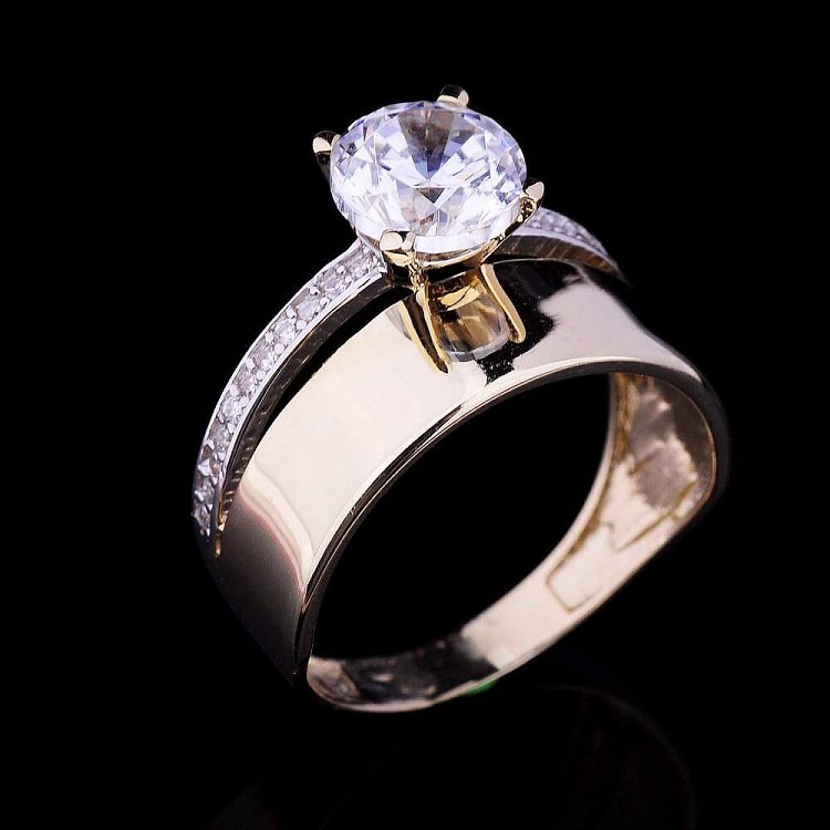 Золота жіноча каблучка з фіанітами к03292 від ювелірного магазину Онікс - 3