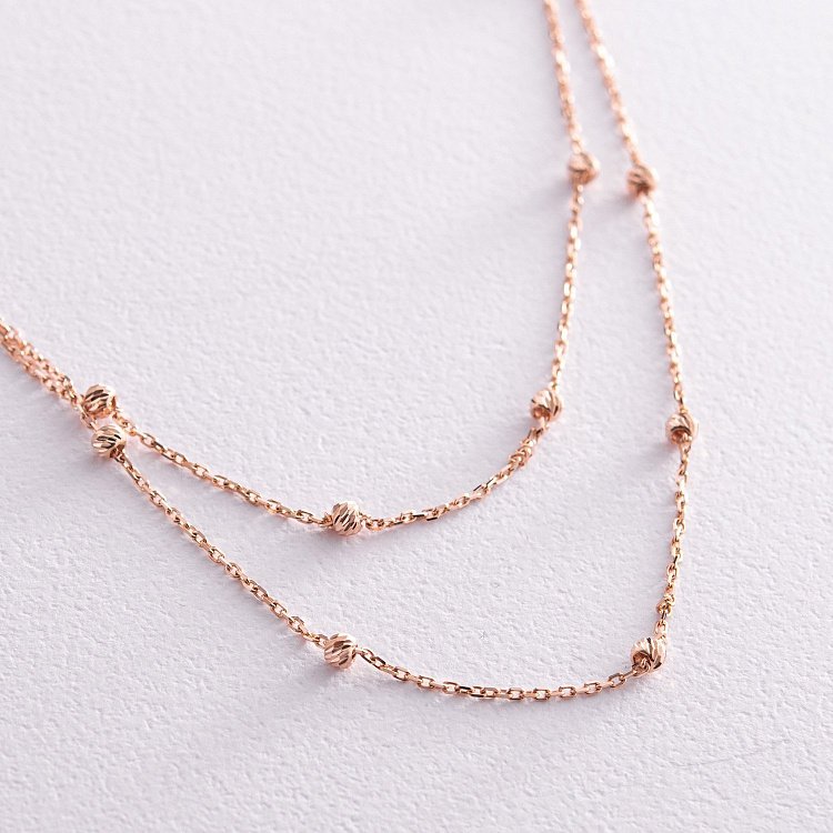 Подвійне кольє "Кульки" у червоному золоті кол02346 від ювелірного магазину Онікс