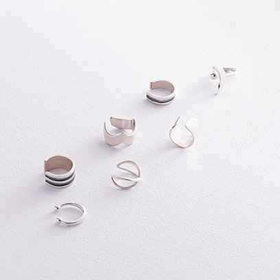 Срібна сережка - каффа "Лінії" 123109 №6