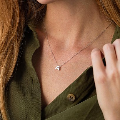 Кольє з буквою "Т" в білому золоті кол01254Т №2