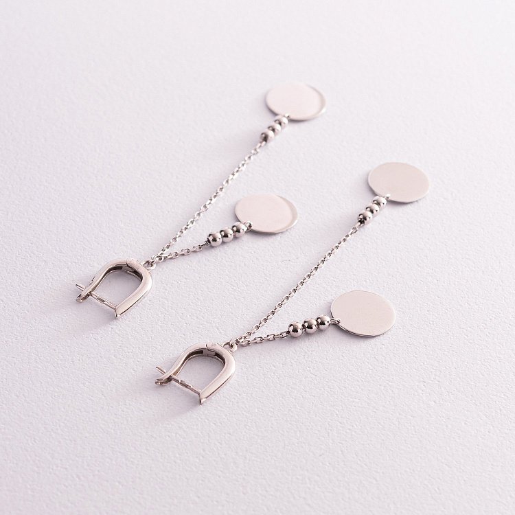 Срібні сережки "Монетки" на ланцюжку 123152 від ювелірного магазину Онікс - 2