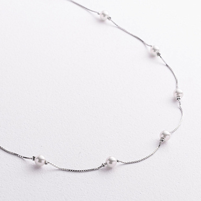 Серебряное колье с жемчугом 181375