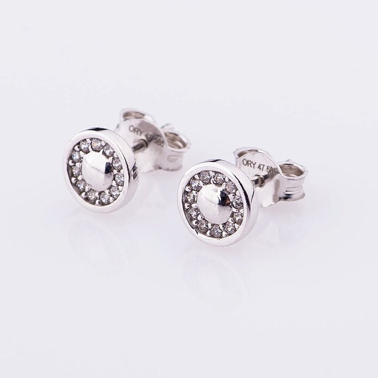 Золоті сережки-пусети з фіанітами 6мм с03321 від ювелірного магазину Онікс