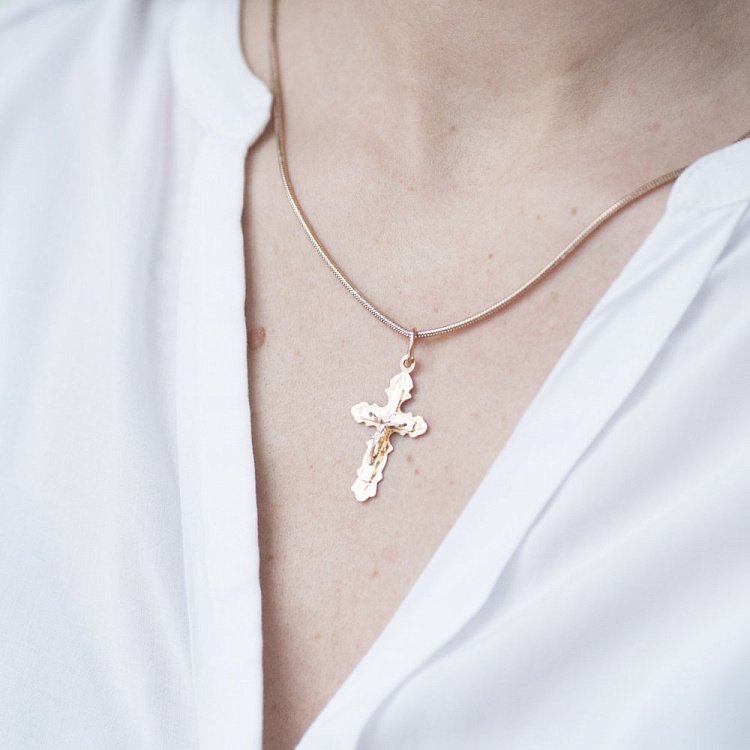 Золотой православный крестик п02284 от ювелирного магазина Оникс - 2