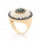 Золотое кольцо с фианитами и эмалью к04106 от ювелирного магазина Оникс - 2