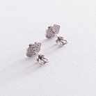 Серебряные серьги - пусеты "Клевер" (фианиты) 123001 от ювелирного магазина Оникс - 2