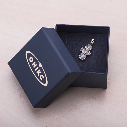 Золотий православний хрест "Розп'яття. Ікона Божої Матері" Годувальниця " п02652 №5