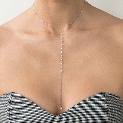 Серебряное колье с фианитами 18656 №19