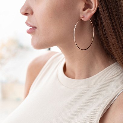 Сережки - кільця в червоному золоті (6.3 см) с01882 №2