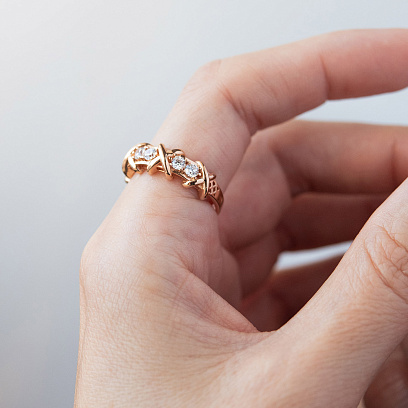 Каблучка "Rosie" з фіанітами (червоне золото) к08332 №2