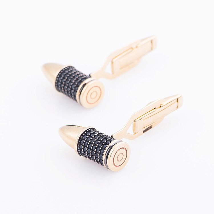 Золоті запонки "Кулі" з фіанітами зап00051 від ювелірного магазину Онікс - 2