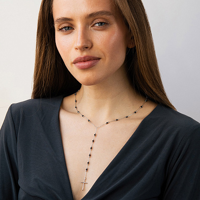 Золотое колье с крестиком (фианиты) кол02594 №2