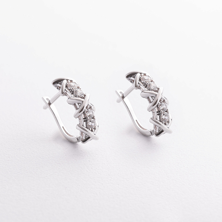 Серьги "Rosie" с фианитами (белое золото) с09166 от ювелирного магазина Оникс - 4