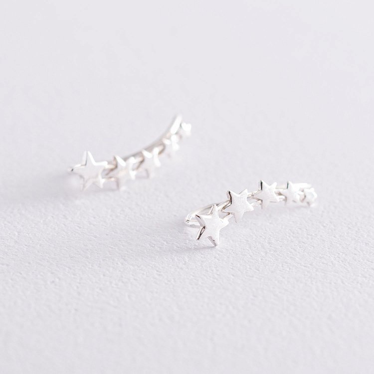 Сережки - клаймбери "Зірочки" в сріблі 123026 від ювелірного магазину Онікс - 3