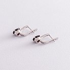 Срібні сережки з піропом і фіанітами 2923/9р-GARN от ювелирного магазина Оникс - 3