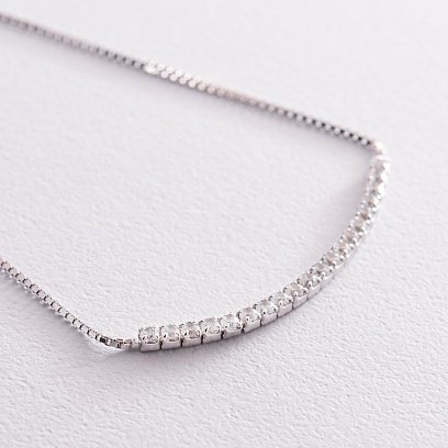 Срібний браслет "Витончений" з білими фіанітами 141606 №4