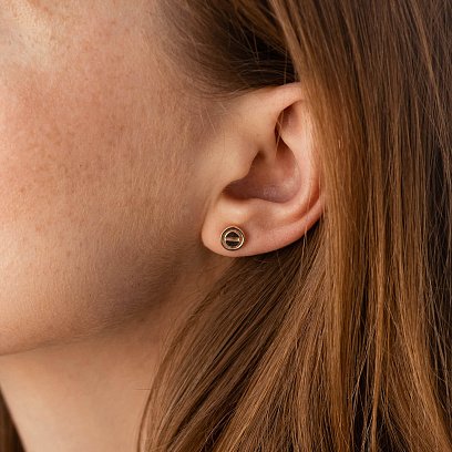 Серьги - пусеты "Love" в красном золоте с07731 №6