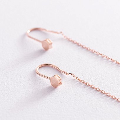 Золоті сережки - протяжки "Шестикутник" с07744 №3