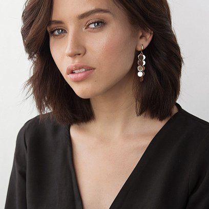 Висячі сережки "Монетки" з червоного золота с06397 №3