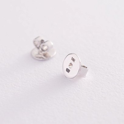 Золоті сережки-пусети з синіми сапфірами і діамантами с350 №3