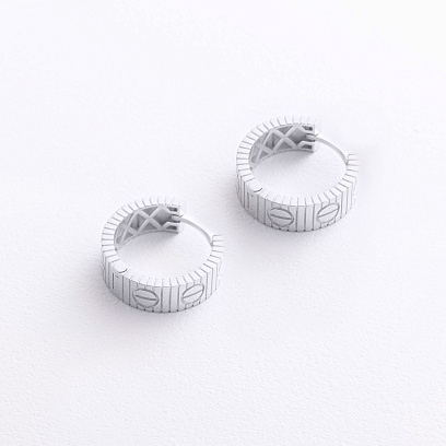 Сережки - кільця "Love" у білому золоті с09701 №2