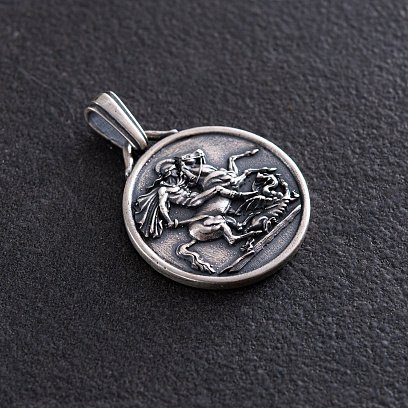 Срібний кулон "Георгій Переможець" (можливе гравіювання) 133180 №9
