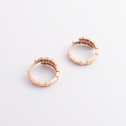 Серьги - кольца "Змеи" в красном золоте с09454 №2