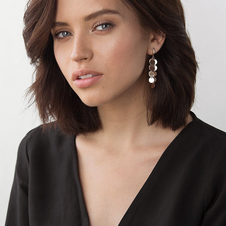 Висячі сережки "Монетки" з червоного золота с06397 від ювелірного магазину Онікс - 3