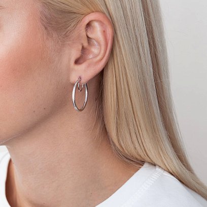 Золотые серьги - кольца с фианитами с05639 №2