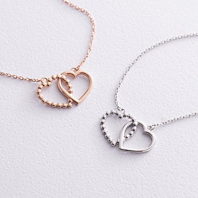 Кольє "Закохані серця" в білому золоті кол01688 №4