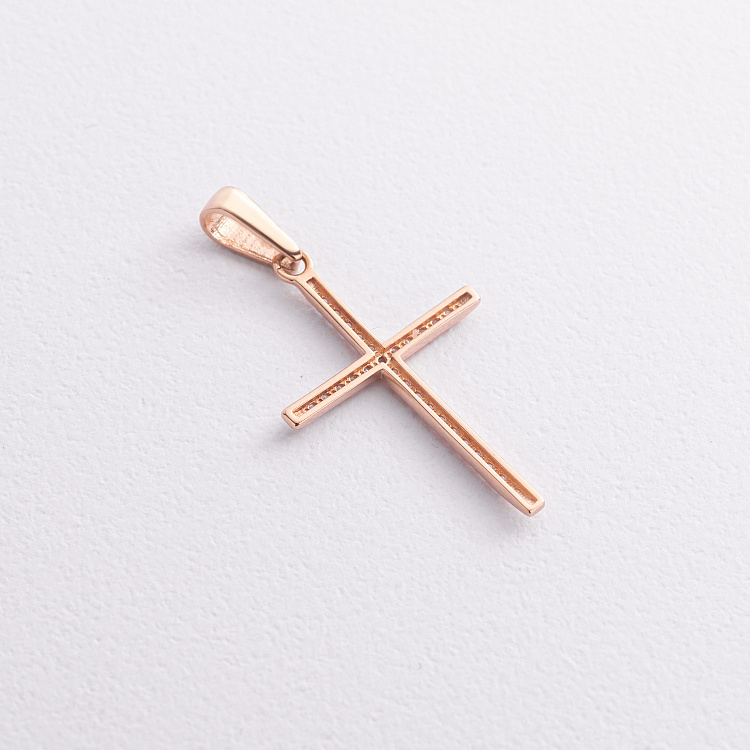 Хрестик у червоному золоті (фіаніти) п04019 від ювелірного магазину Онікс - 1