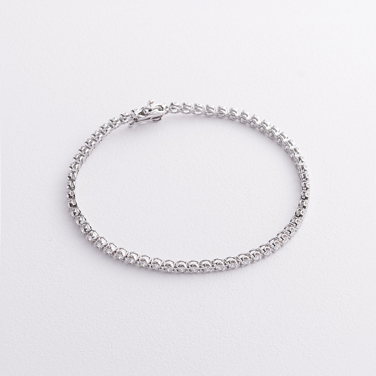 Браслет Теніс у білому золоті з білими діамантами бб0050sm від ювелірного магазину Онікс