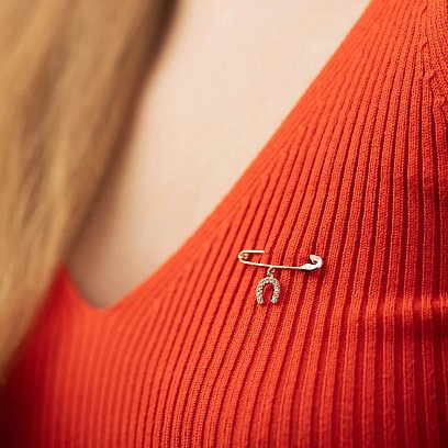 Золотая булавка "Подкова с фианитами" зак00237 №4