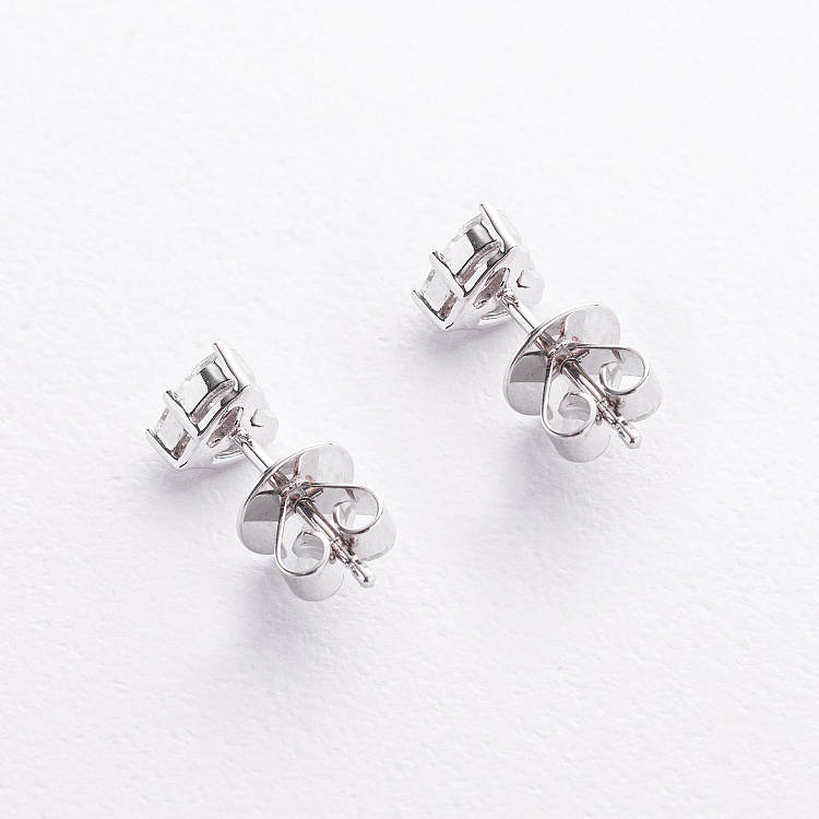 Сережки - пусети "Сердечки" у білому золоті (діаманти) сб0696va від ювелірного магазину Онікс - 2