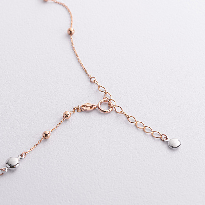 Браслет "Шарики" на ногу (красное, белое золото) б05315 №3