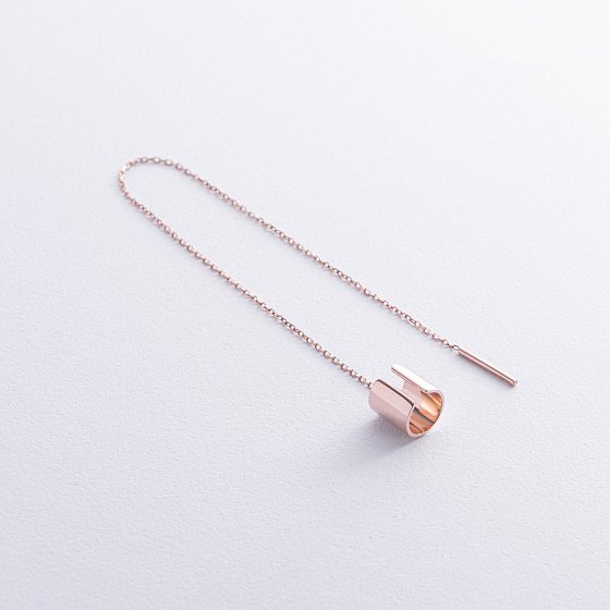 Сережки - каффа з ланцюжком (червоне золото) с08740 №2