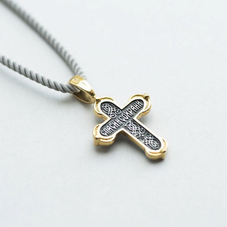 Серебряный крест "Распятие" с позолотой 132349 от ювелирного магазина Оникс - 7