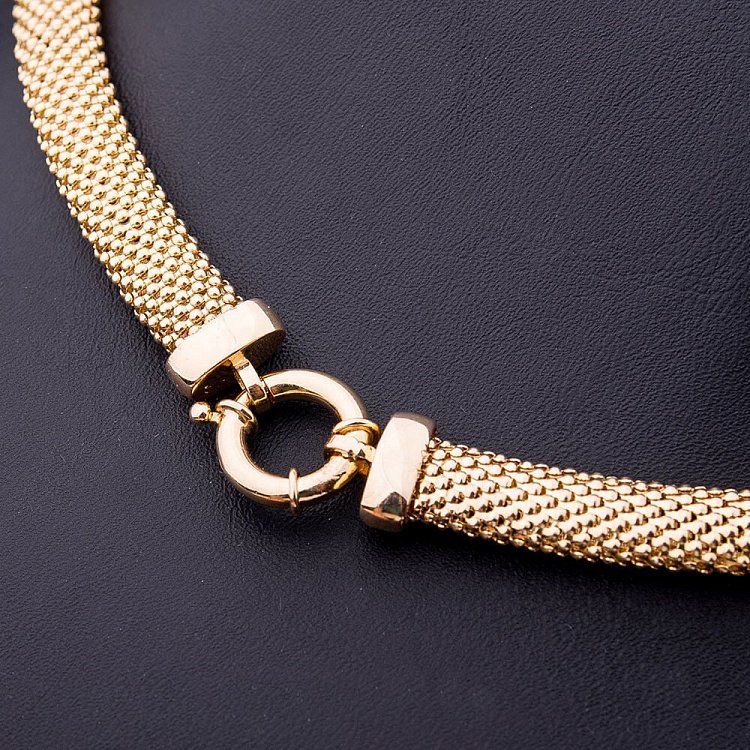 Эксклюзивное золотое колье с фианитами (плетение "Попкорн") кол00713 от ювелирного магазина Оникс - 2