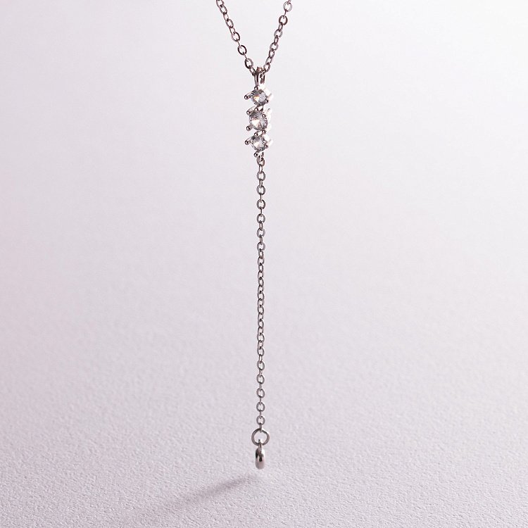 Серебряное колье - галстук с фианитами 181177 от ювелирного магазина Оникс - 4