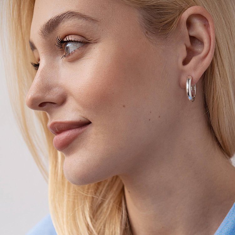 Срібні сережки - кільця 123220 від ювелірного магазину Онікс - 17