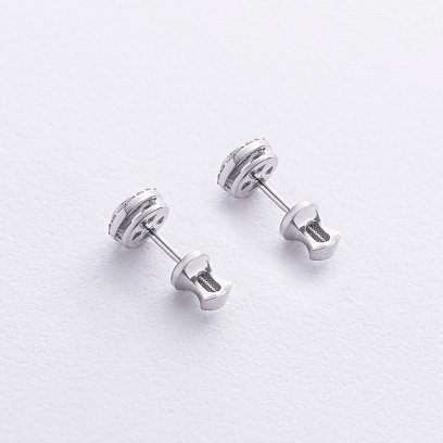 Серьги - пусеты с бриллиантами (белое золото) 339481121 №3