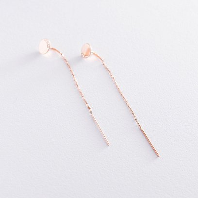 Сережки-протяжки в червоному золоті (фіаніти) с06728 №2