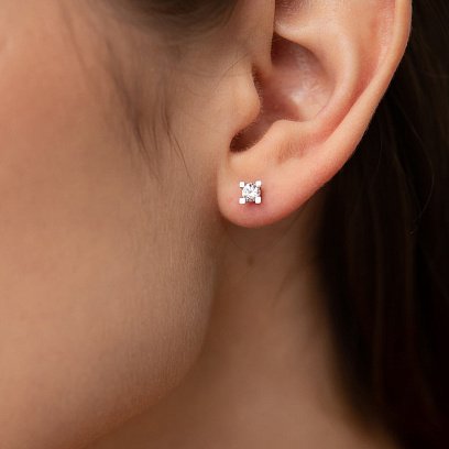 Золотые серьги - пусеты (фианит) с06153 №4