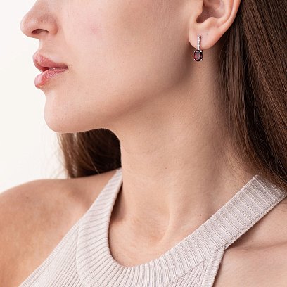 Серебряные серьги с пиропом и фианитами 2923/9р-GARN №3