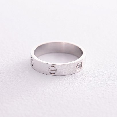 Каблучка "Love" у білому золоті (фіаніти) к07138 №7