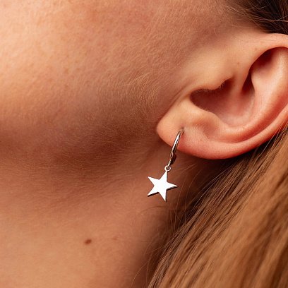 Серебряные серьги - пусеты "Звездочки" 123023 №3