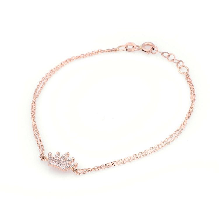 Золотий браслет "Корона з фіанітами" б02933 від ювелірного магазину Онікс