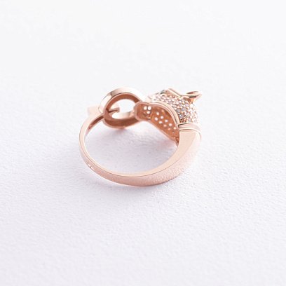 Каблучка "Пантера" в червоному золоті (фіаніти) к05276 №2