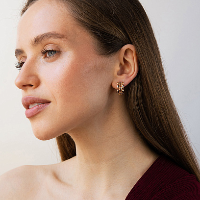 Серьги - кольца "Charlie" в красном золоте с09545 №4