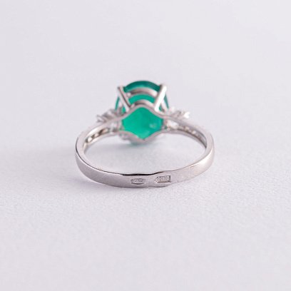 Серебряное кольцо (фианиты, агат) 1322/1р-GRAG №5